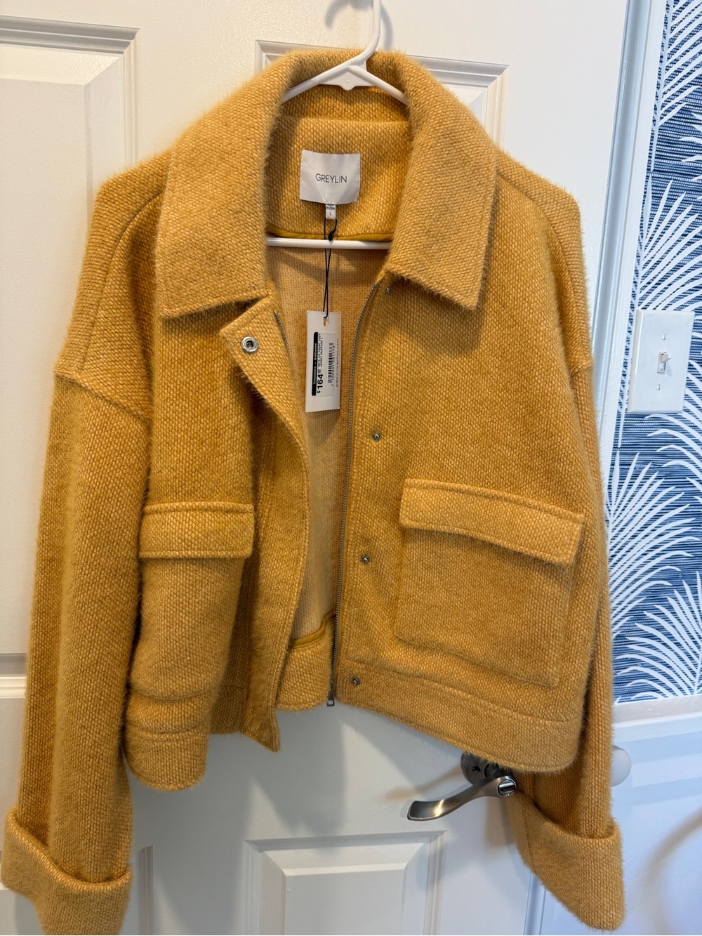 Greylin Golden Yellow Wool Blend Cropped Jacket